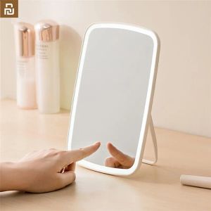 Speglar xiaomi youpin judy intelligent bärbar makeup spegel skrivbord led lätt bärbar vikbar ljus spegel sovsal skrivbord