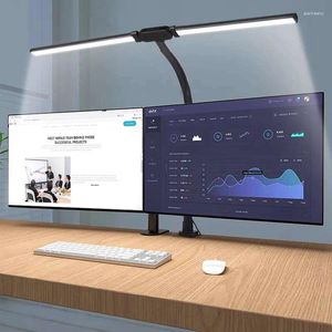 Lâmpadas de mesa Mesa Dupla Cabeça LED Stepless Regulável USB Lâmpada para Escritório Estudo Leitura Luminária Monitor de Computador Luz