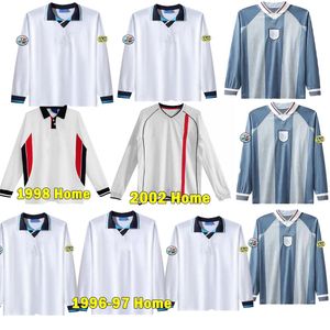 1982 1990 Englands Retro Long Rleeve Soccer Jerseys 1994 95 96 97 Shearer Beckham 1998 Men Gerrard Scholes Owen 2001 02 08 Heskey Gascoigne Vintage Football Shirt