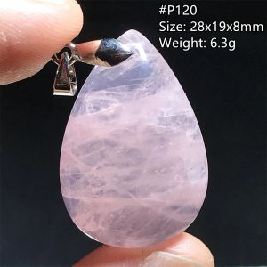 Alloy Natural Pink Rose Quartz Necklace Pendant For Women Lady Men Healing Love Gift Silver Beads Madagascar Crystal Jewelry AAAAA