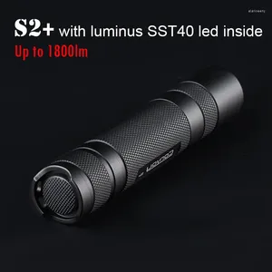 Lanternas Tochas Comboio Lanterna S2 Plus SST40 Linterna Led 1800lm Tactical Flash Light 18650 Lanterna Zaklamp Lampe Torche Portátil