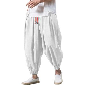 Chinese Style Linen Casual Pants, Men's Loose Wide Leg Leggings, Oversized Radish Pants, Casual Harlan Pants