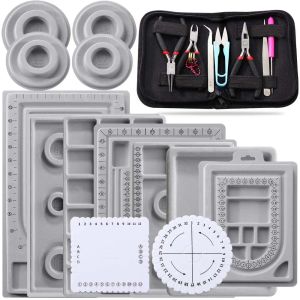 Utrustning 1 Set Flocked Bead Board Organizer Artistry Tray Jewelry Making Mätverktyg med tång Ring sax DIY -armbandhalsband