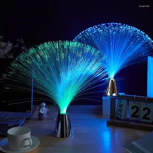 Nattlampor Holiday Atmosphere LED Optical Fiber Light Battery Colorful Luminesce Optic Lighting Decor Lamp