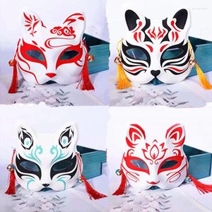 Party Supplies Japanese Foxes Mask Cosplay Hand-Painted Anime Demon Slayer Half Face Cat Masks Masquerade Festival Props