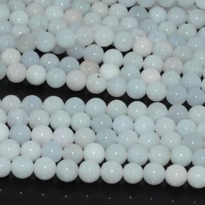 Gevşek taşlar doğal açık renkli beyaz burma jade / jadeite yuvarlak boncuklar 6mm