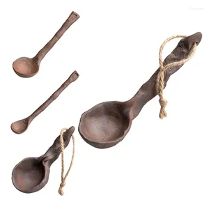 Coffee Scoops Creativity Tea Spoons Hand-Made Ceramics Retro Teaspoon Seasoning Sugar Jam Large Long Handle Mixing Spoon