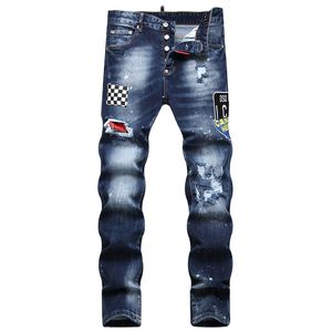 Мужские джинсы TR APSTAR DSQ в стиле хип-хоп, рок, мото DSQ COOLGUY JEANS, дизайнерские рваные джинсовые байкерские джинсы DSQ для мужчин, 1053 цвет синий