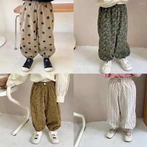 Trousers Design Children's Corduroy Pants Versatile Wide-leg Loose Babies Boys Girls Casual Sports Solid Color Cropped