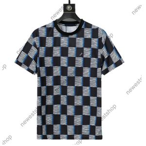 24SS Europa Homens Designer Tee Camiseta Mens Clássica Carta Imprimir Camisetas Manga Curta Dupla Verificação de Fios Camiseta Algodão Mulheres Preto Branco M-XXXL