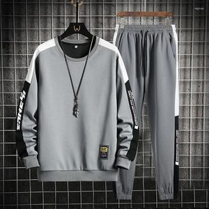 Tracksuits masculinos 2024 primavera outono homens casuais esportes conjunto em torno do pescoço moda moletom e sweatpants 2 peça masculino sportswear outfit