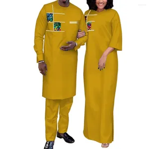 Roupas étnicas Venda Dashiki Africano Impressão Robe Vestidos para Mulheres Combinando Casal Roupas Festa de Casamento Homens Roupas Kaftan Camisa e Calça