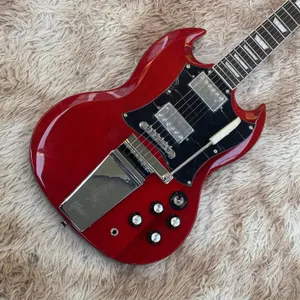 Red GSN Electric Guitar Chrome Pickups HH Tremolo F/Slow Free Ship