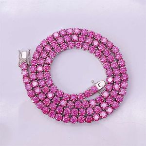 Iced Out Pass Diamond Tester Rosa Moissanit 3mm 4mm Vvs Moissanit Hip Hop Schmuck Tennis Armband Halskette Kette