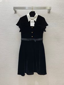 10009 XL 2024 vestido de pista primavera verão vestido tripulação pescoço preto marca mesmo estilo vestido feminino moda alta qualidade weinG24011145