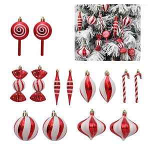 Decoração de festa 14 pcs pirulito de natal cana pingente árvore de natal pendurado bola ornamentos decorações casa 2024 ano presente