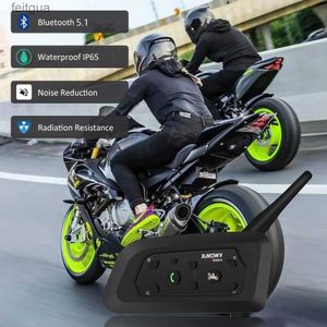 Walkie Talkie 1200m V6 Pro Motorcycle Helmet Intercom Bluetooth Headset Waterfroof Interphone for 6ライダーコミュニケーターノイズリダクションYQ240130