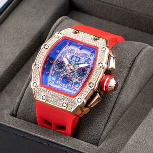 Top relógios de luxo da Suíça Rich New Fashion Luxury Watch Mens Miller Barrel Cool Large Dial Net Red Couple