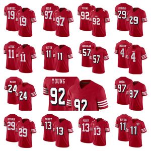 Masculino San''Francisco''49ers''Deebo Samuel George Kittle Nick Bosa Vermelho 2023 F.U.S.E.Com camisa costurada de futebol limitada de 1 estrela C Patch Vapor Untouchable Limited