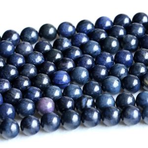 Bangle Wholesale Natural Genuine Dark Blue Dumortierite Round Loose Stone Beads 412mm Diy Jewelry Necklaces or Bracelets 15" 05236