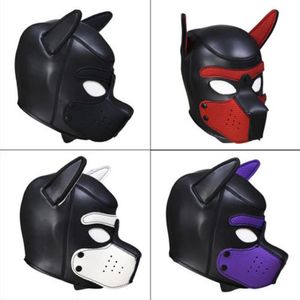 Marca nova moda acolchoada látex borracha role play cão máscara filhote de cachorro cosplay cabeça cheia com orelhas 4 cores y200103228z