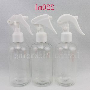 20 x 220 ml transparent tom plast fin spraypump kosmetiska behållare, smink klar husdjur flaska med trigger sprayer pump qotfj