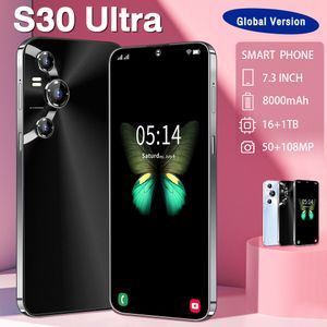 7.3 بوصة جديدة عبر الهاتف المحمول S30 S30 Ultra Smartphone 2GB 16GB مصنع في تسليم الأسهم مدعوم