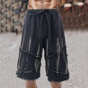 Erkek kot şort erkek yaz modası yırtılmış sıska denim rahat pantolon gevşek erkek kısa hombre