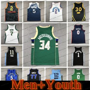 Män barn James Stephen 30 Curry tröjor basket räv edwards Shai 2 Jokic Wade Wembanyama Morant Durant Booker 11 Kyrie Irving Doncic Stitched Youth Jerseys