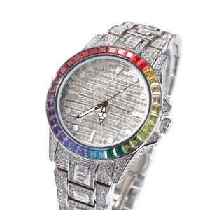 Ice-Out Bling Diamond Watch for Men Women Hip Hop Mens Quartz Watches rostfritt stål Band Business Wristwatch Man Unisex Gift294n