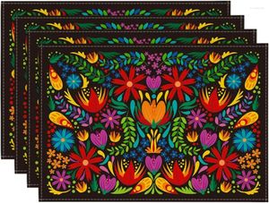 Table Mats Mexican Day Of The Dead Linen Placemats For Dining Decor Washable Dia De Los Muertos Holiday Party Decorations