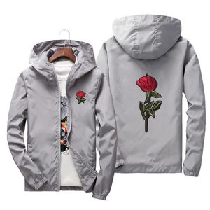 Spring and autumn Men's Jackets Rose Fashion Outwear Coat Hooded windbreaker jacket