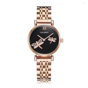Cagarny Wristwatches Shinning Diamonds Women Women Women Quartz Watches Rose Gold Steel Bracelet Dress212K