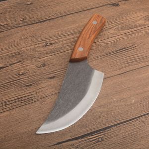 Kitchen Knife High Carbon Steel Satin Blade Full Tang Wood Handle Fixed Blade Knives Outdoor Camping Hunting Knife