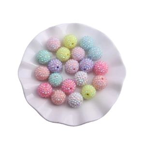 Perlen Kwoi Vita 12 mm 20 mm Pastell Buntes Abstand klobiger Harz Strassbling Ball Perlen für Stiftperlen