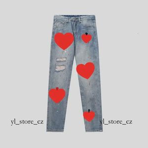 2023 Designer Mens Chromees Hearts Jeans High Street Purple for Men Embroidery Pants Womens Oversize Patch Hole Denim Straight CH Fashion Chromees Hearts 3595