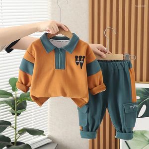 Conjuntos de roupas bebê meninos primavera outono crianças algodão pulôver tops calças 2 peças terno para 1-5 anos crianças roupas casuais esportivas