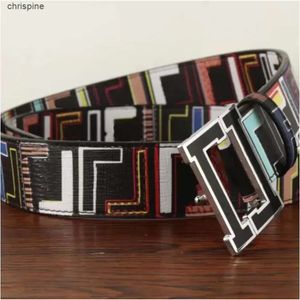 Luxury canvas Leather Letter brown Belt gold buckle Men Width 4.0cm Fashion Designer Belts wide Waist casual Belt for Woman