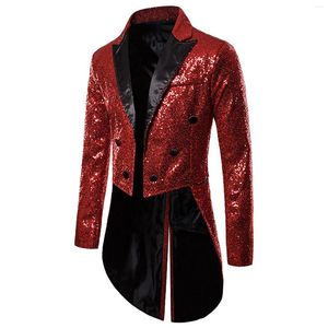 Men's Suits Men Shiny Sequin Glitter Embellished Blazer Jacket Stand Collar Split Hem Nightclub Prom Suit Coat Singers Stage Tuxedo Clothes