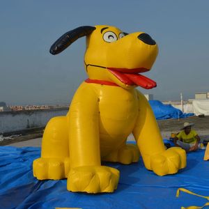 8mH (26ft) With blower wholesale Huge lovely inflatable yellow dog christmas dogs balloons toys for party decoration Pet shops and pets hospitals advertising