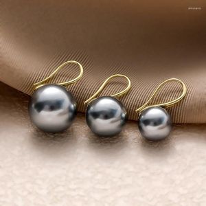 Orecchini pendenti 10/12/14mm Vintage colore grigio simulazione palla di perle per le donne 2024 elegante gancio per l'orecchio gioielli da sposa per feste da donna