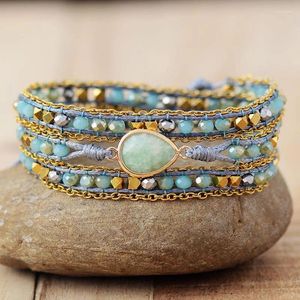 Strand Tianhe Stone Crystal Multi-Layer Twisted Braided Bracelet Leather String Strings Handmade Jewelry