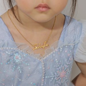 Bracelets Qitian Custom Kid Necklace With Name Personalized Child Mini Necklace Gold Back To School Gifts Christmas Birthday Gifts