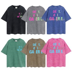 Erkek Tasarımcı Gallerie T-Shirt Vintage Retro Yıkalı Gömlek Lüks Marka Tişörtleri Kadınlar Kısa Kollu Tişört Yaz Nedensel Tees Sokak Giyim Giysileri Çeşitli Renkler-11