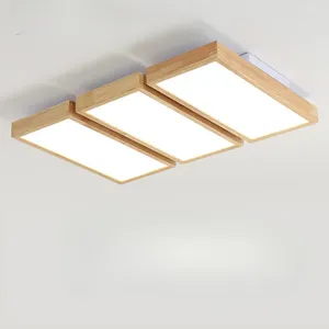 Tavan Işıkları Ahşap Modern Minimalist LED lamba Yatak Odası Yemek Odası Mutfak Çalışma Fikstür Kare Avize Aydınlatma