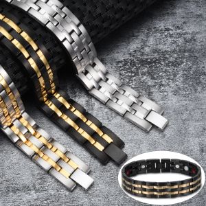 Bracelets Vinterly Wrist Band Magnetic Bracelet Men Stainless Steel 15mm Magnetic Bracelet Male Energy Germanium Chain Bracelet for Men