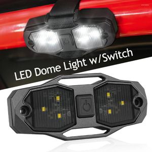 Alla terränghjul White Roll Bar Mount LED DOME LIGHT ROCK W/SWITCH FÖR POLARIS RZR UTV 4WD BIL GOCVATOR PICKUP WAGON UTB CAB ATV SUV BUS