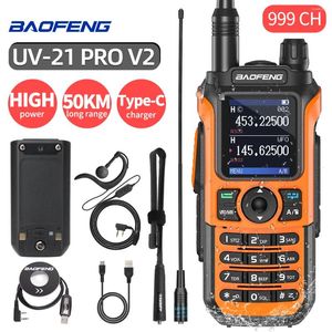 Walkie talkie baofeng UV-21 PRO v2 frequência de cópia sem fio profissional longo alcance 16 km rádio amador bidirecional de alta potência