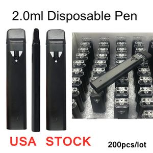 Cartuchos descartáveis ​​de 2ml Vape Pen Pods para barra de vaporizador de óleo grosso USA STOCK Snap Tips Canetas planas inferior recarregável 350mAh Bateria Tipo-C porta OEM Logo vazio