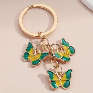 Keychains Colorful Enamel Butterfly Keychain Insects Car Key Women Men Handbag Accessorie Jewelry DIY Handmade Gifts